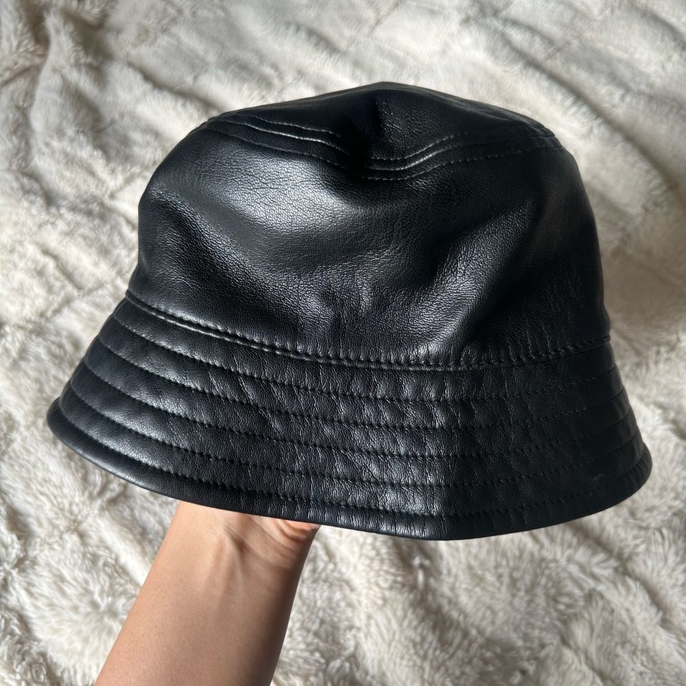 Babaton Black Leather Bucket Hat - Picture 2 of 3